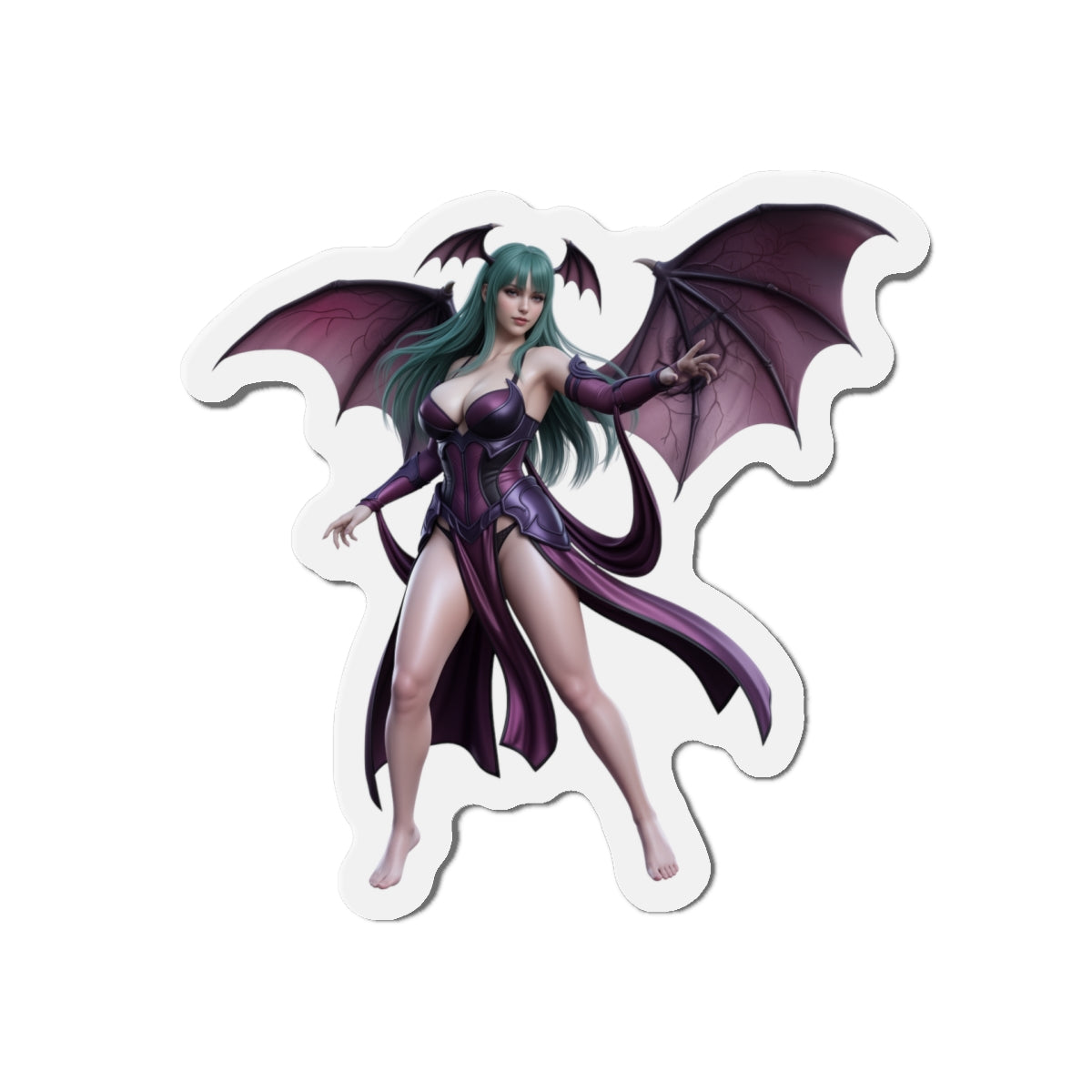 Morrigan Aensland Magnet – Darkstalkers Anime Heroine Fridge Magnet premium die-cut vinyl magnet of Morrigan in anime-style artwork