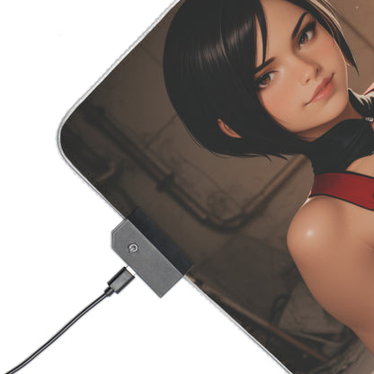 Килимок для столу Ada Wong – світлодіодний RGB-підкладка, ігрова конфігурація з аніме-дівчиною Spy Waifu