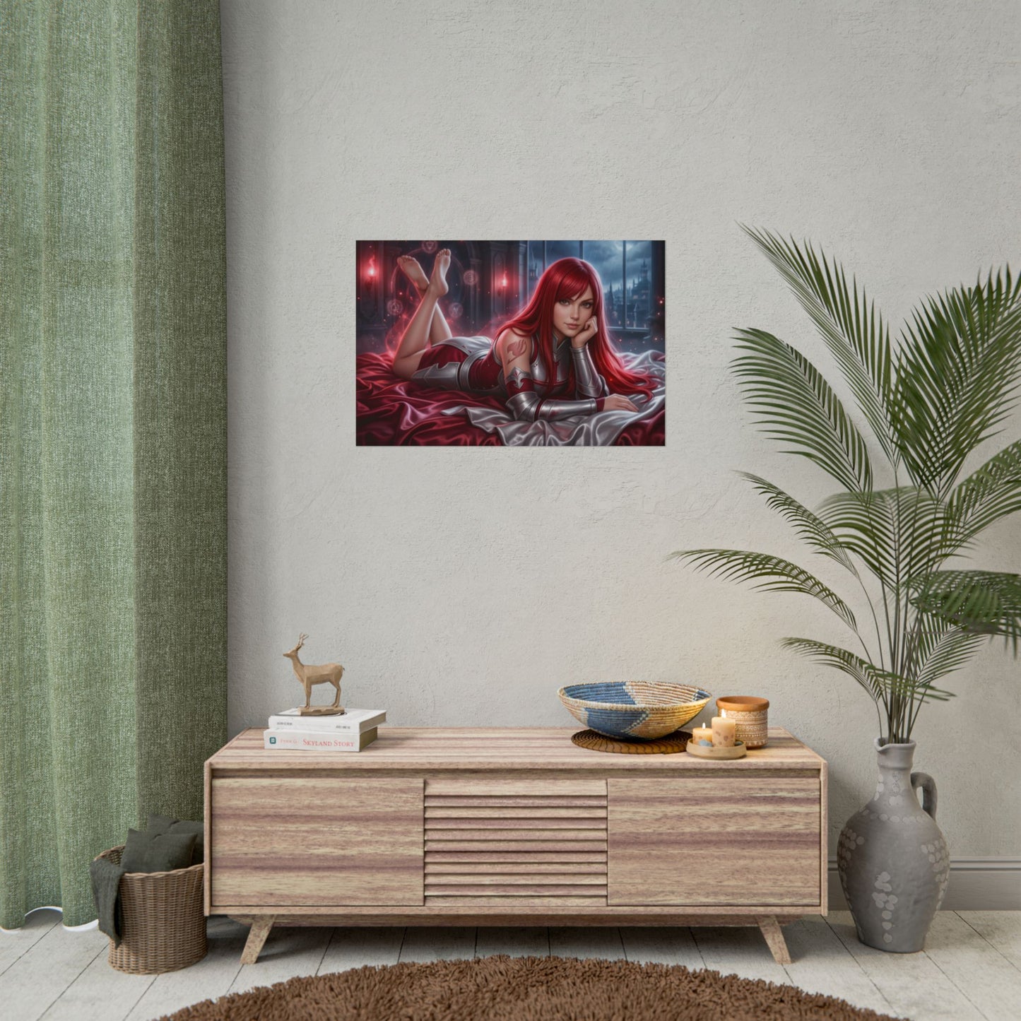 Erza Scarlet Poster, Anime Wall Art, Fantasy Print, Gamer Decor