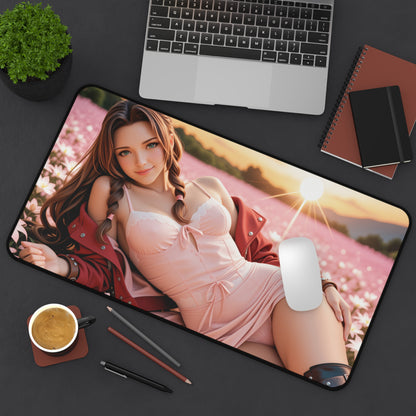 Килимок для столу Aerith Gainsborough, килимок для миші з героїнею фентезійних ігор, квітковий ігровий декор