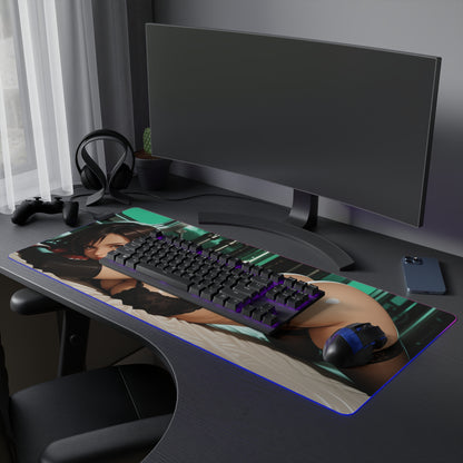 Tifa Lockhart Desk Mat – LED RGB Pad, Waifu Fighter Anime Girl Setup