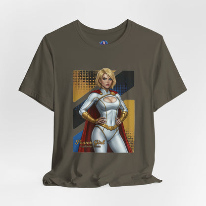 Power Girl T-Shirt | DC Comics Anime Tee for Gamers & Hero Fans — anime-style Power Girl print on Bella Canvas 3001 unisex tee
