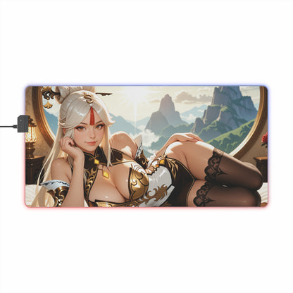 Ningguang Desk Mat – LED RGB Pad, Waifu Anime Girl Gaming Setup