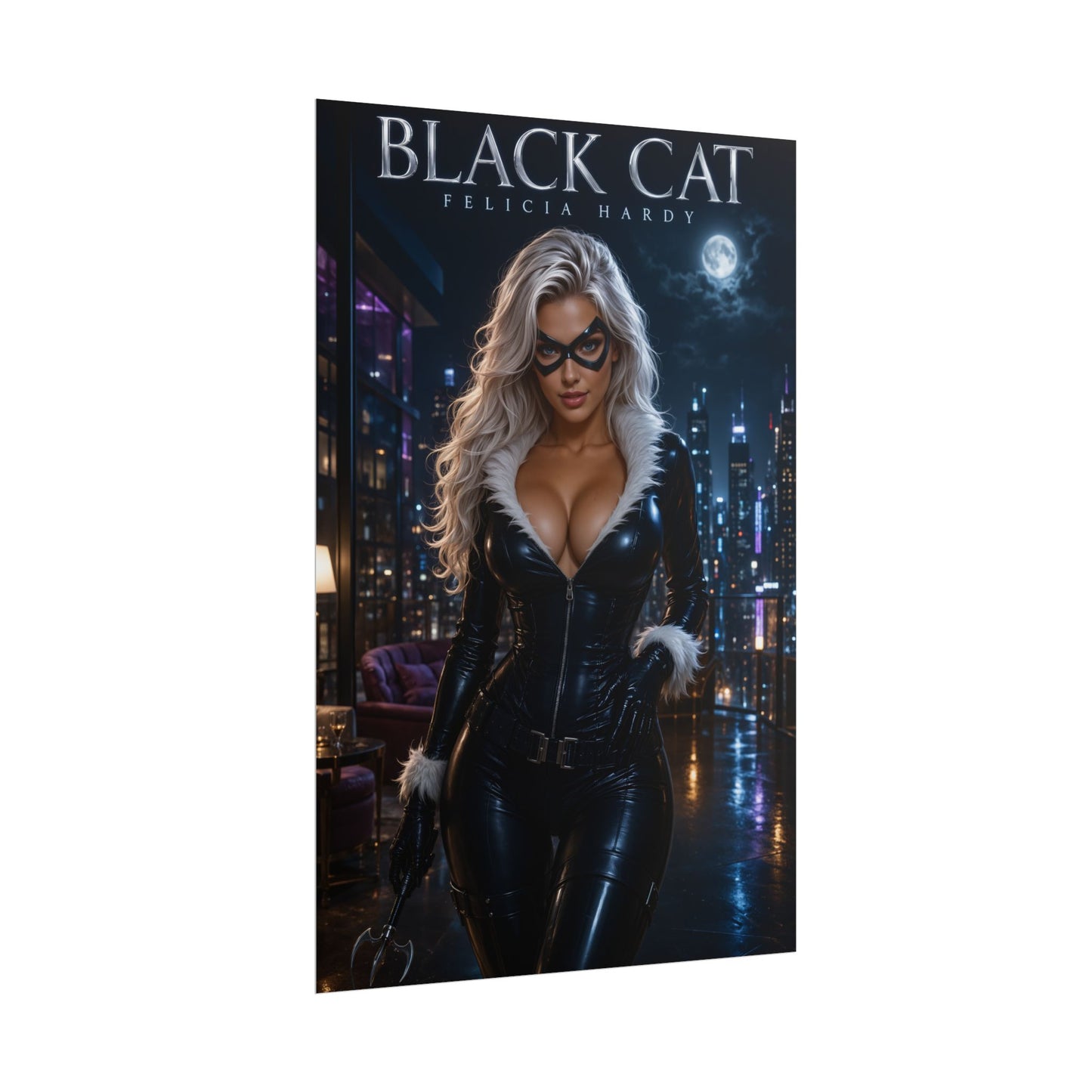 Black Cat Poster, Marvel Comics Wall Art, Superhero Print, Gamer Decor