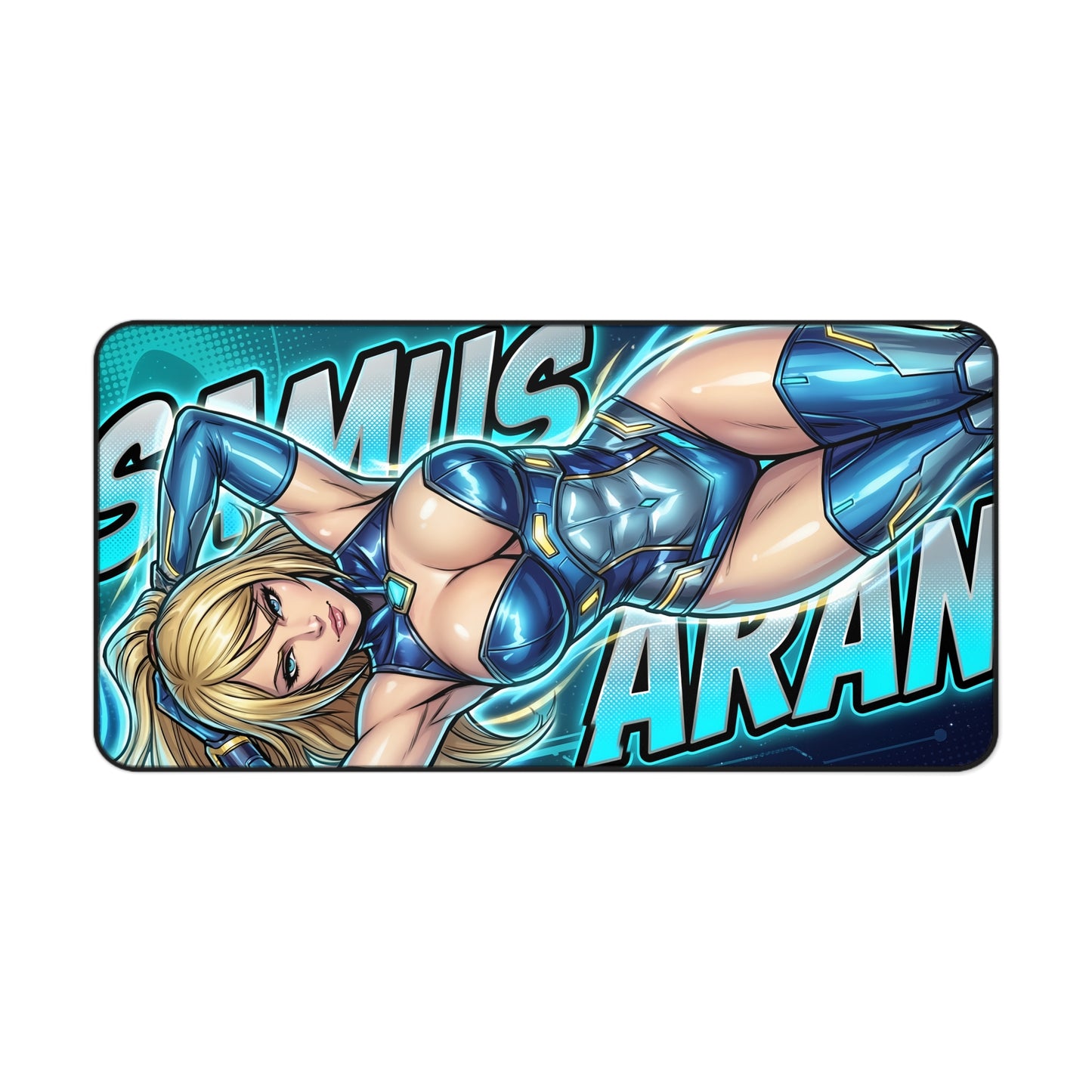 Samus Aran Mouse Pad – Sci-Fi Gaming Mouse Pad, Stylish Gamer Desk Decor featuring glossy blue-armored Samus art on premium gaming mouse pad