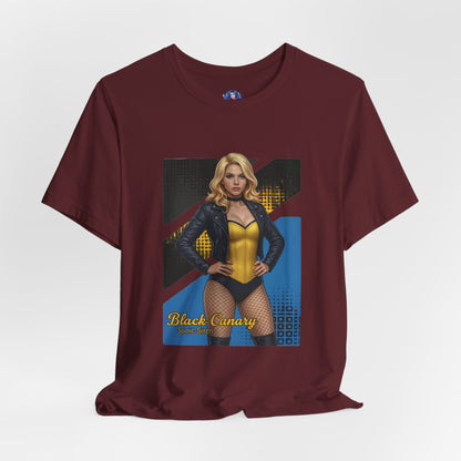 Black Canary T-Shirt | DC Comics Anime Tee for Gamers & Hero Fans - anime-style Black Canary on Bella Canvas 3001 maroon tee