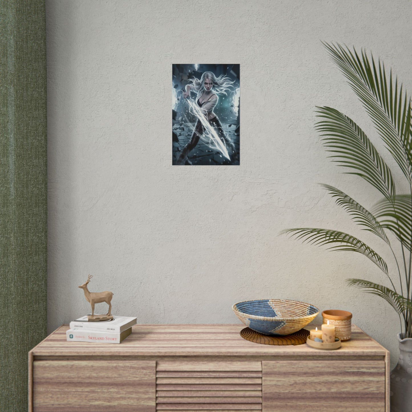 Ciri Witcher Poster, Witcher Wall Art Print, Fantasy Warrior Girl Decor, RPG Game Artwork, Gamer Room Poster
