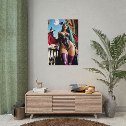 Morrigan Aensland Wall Art – Dark Fantasy Heroine Poster, Gift for Fans