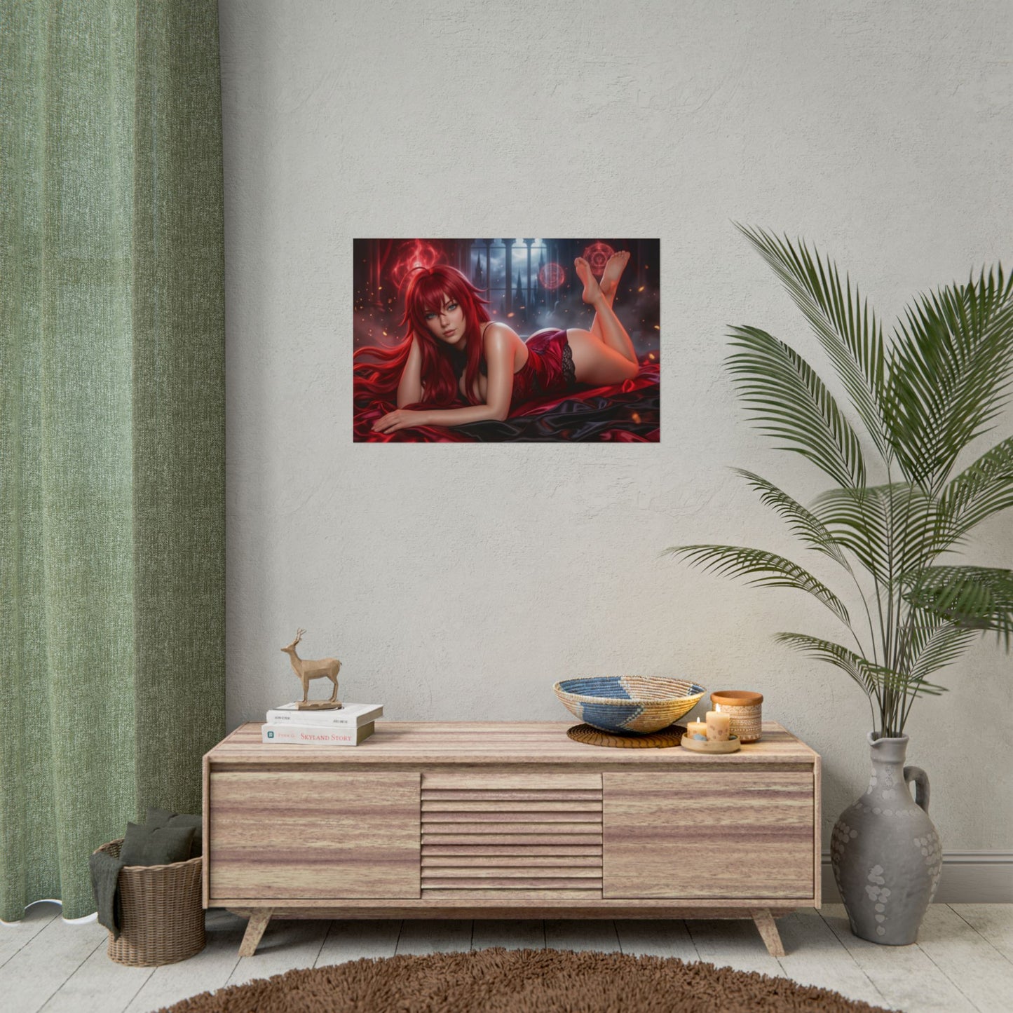 Rias Gremory Poster, Anime Wandkunst, Fantasy Anime Druckdekor
