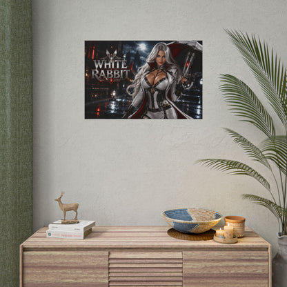 White Rabbit Character Poster Comic Style Wall Decor Bedroom Collector Gift