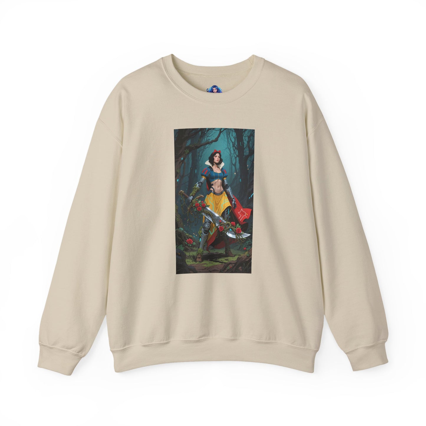 Cyber Snow White Sweatshirt, Futuristic Fairy Tale Crewneck, Stylish Gaming Streetwear for Fans