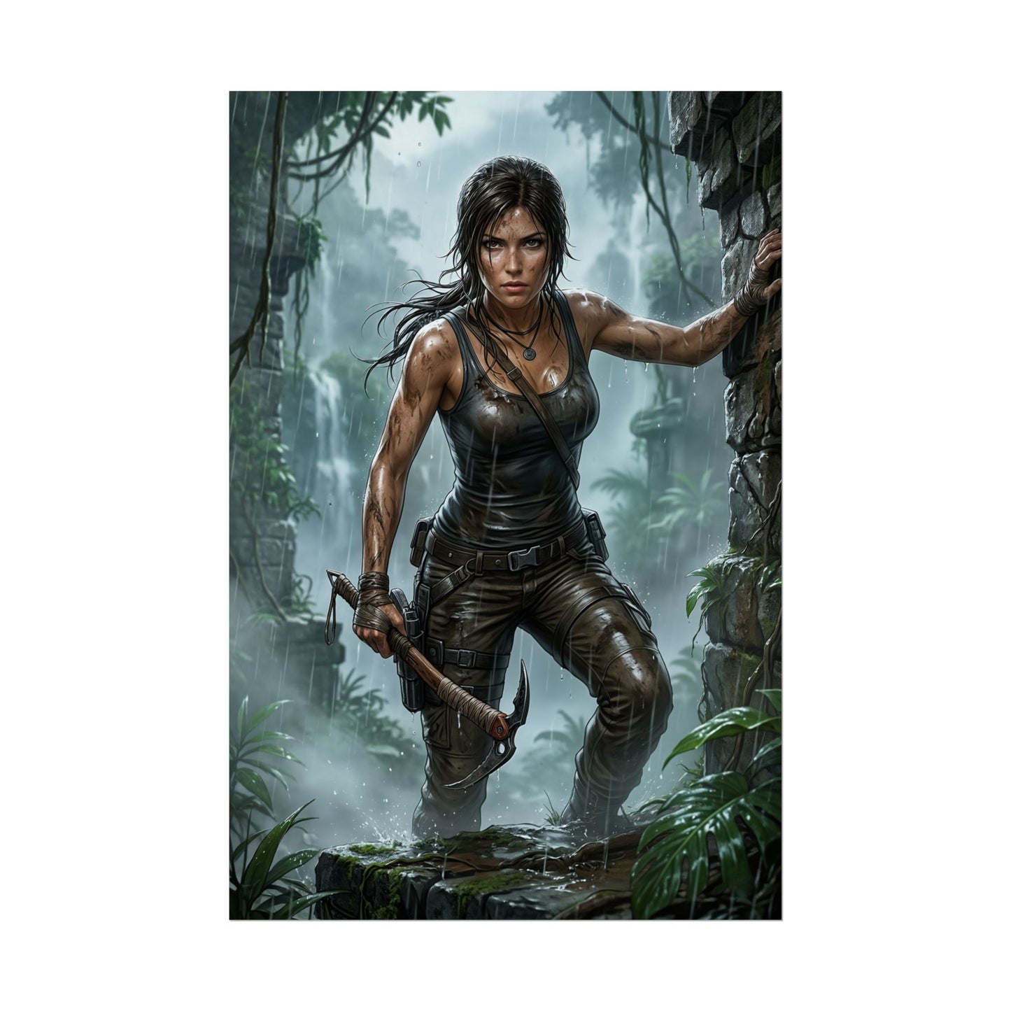 Lara Croft Tomb Raider Poster Adventure Woman Wall Art Explorer Girl Print Action Game Character Gaming Room Decor Gift