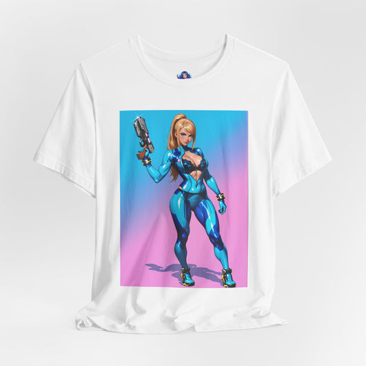 Графічна футболка Samus Aran | Футболка Sci-Fi Bounty Hunter для геймерів | Футболка для дівчини-воїна з аніме
