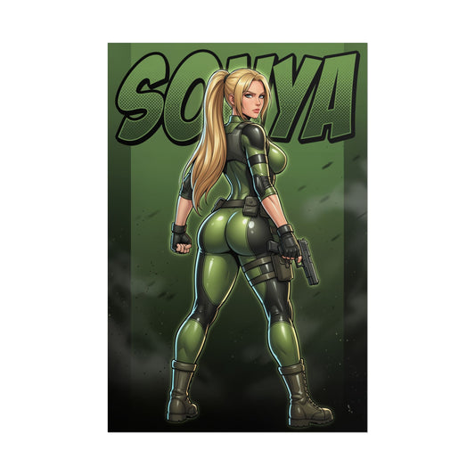 Sonya Blade Art Print, Mortal Kombat Poster, Combat Girl Wall Art, MK Character Decor, Gamer Gift Idea