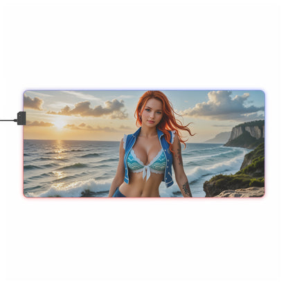 Килимок для столу Nami – світлодіодний RGB-підсвітлювальний килимок, ігровий комплект із зображенням дівчини з аніме Waifu