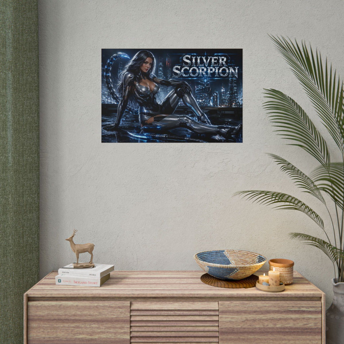 Silver Scorpion Character Poster Comic Style Wall Decor Bedroom Collector Gift