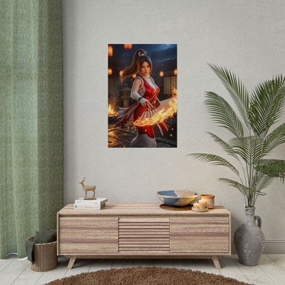 Mai Shiranui Poster, King of Fighters Wall Art Print, Fighting Game Girl Decor, Anime Style Wall Art, Gamer Gift