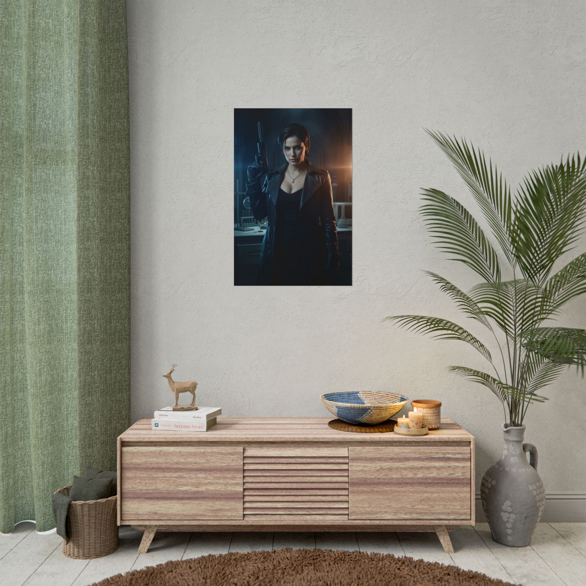 Alex Wesker Poster, Resident Evil Art Print – Iconic Villain Wall Art - moody wall-mounted gaming room poster featuring Alex Wesker