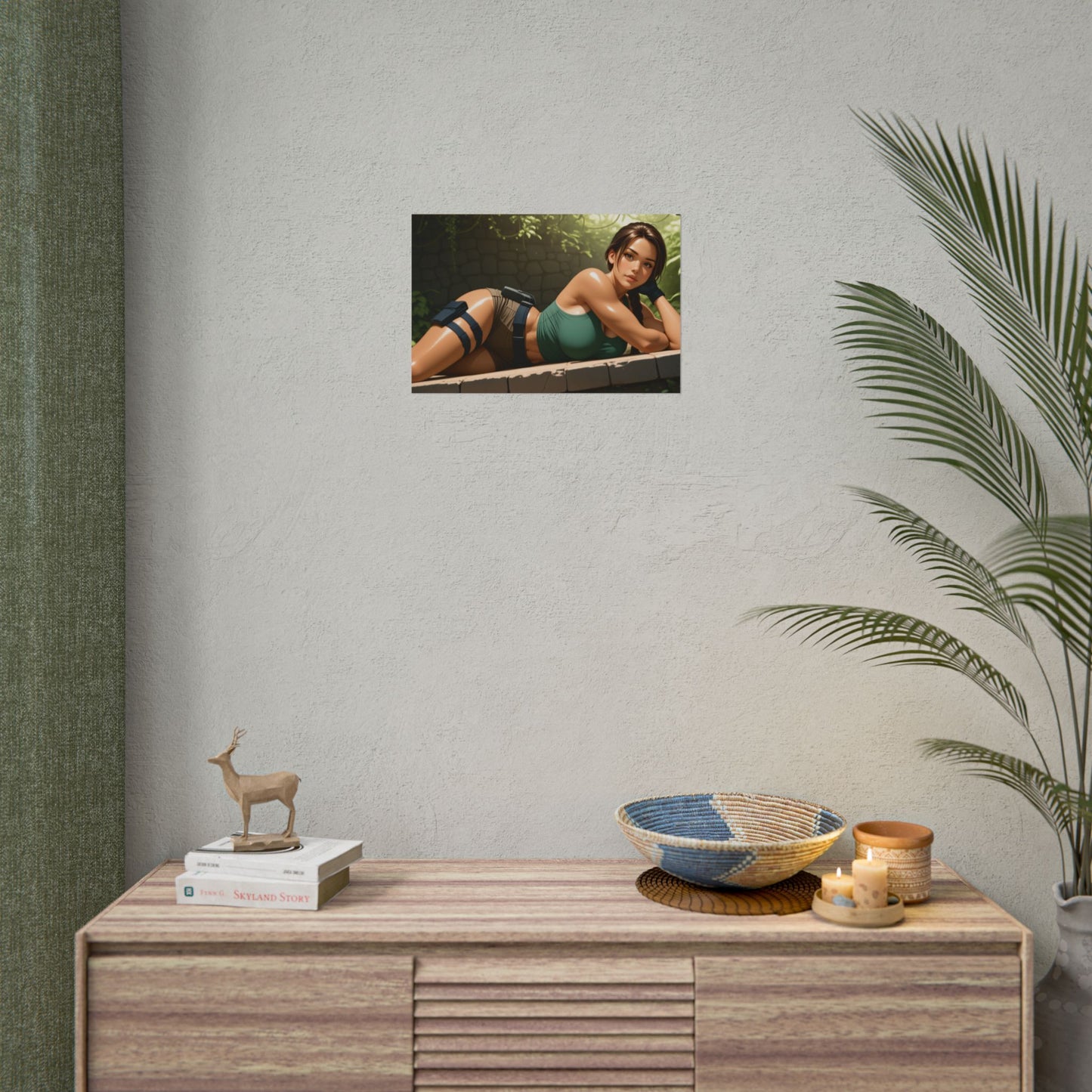 Настінний плакат з ігровою героїнею | Художній принт Лари Крофт Вайфу для облаштування або спальні