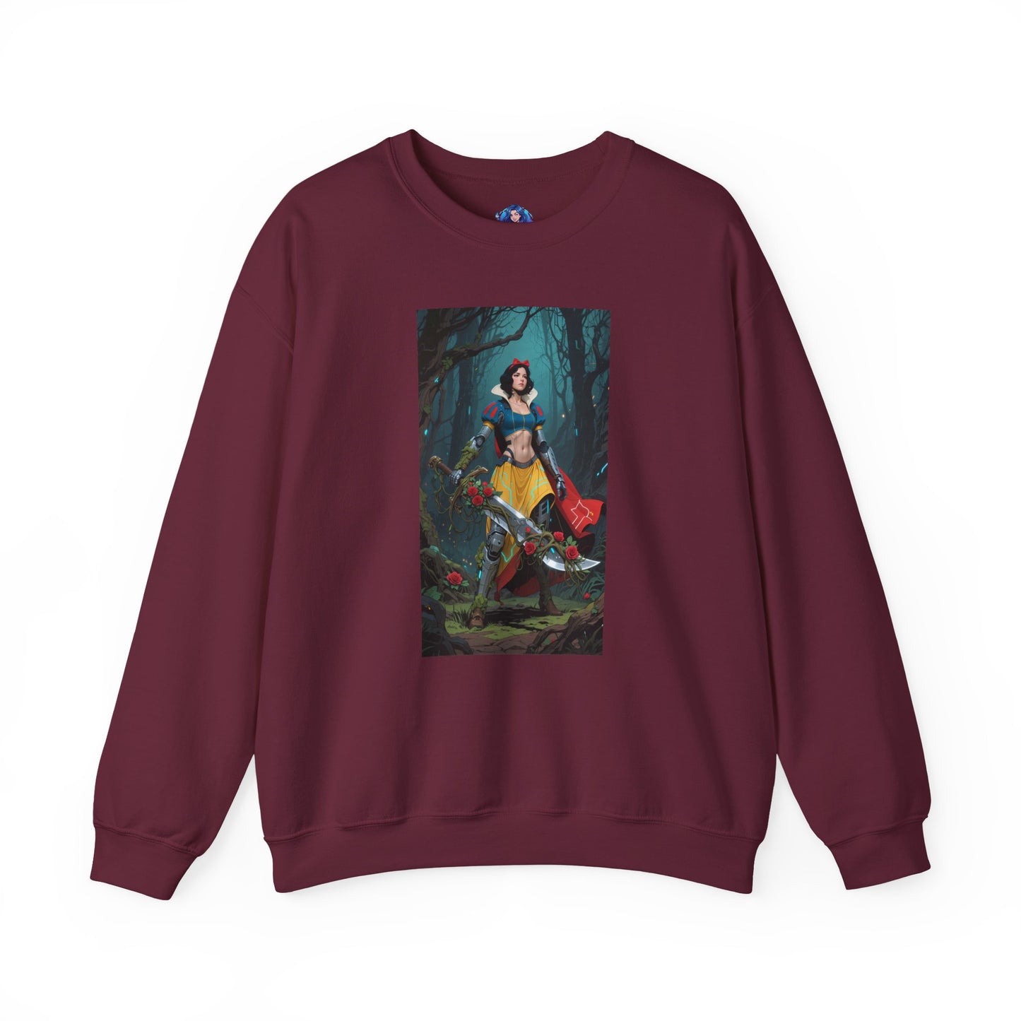 Cyber Snow White Sweatshirt, Futuristic Fairy Tale Crewneck, Stylish Gaming Streetwear for Fans