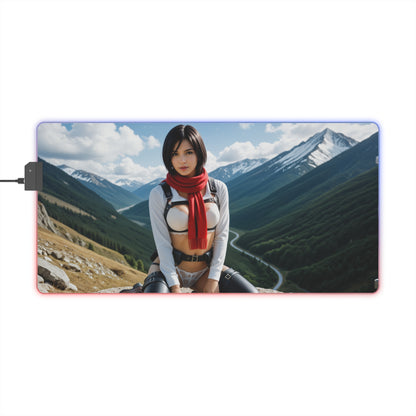 Килимок для столу Mikasa Ackerman – світлодіодний RGB-підсвітлювальний килимок, ігрова конфігурація для дівчат з аніме Waifu