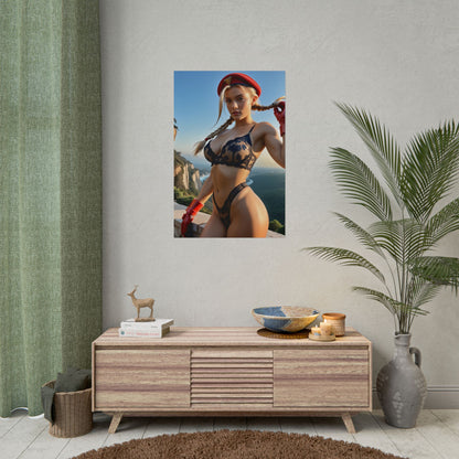 Cammy White Poster, Street Fighter Anime Girl Art Print, Waifu Gamer Wall Decor