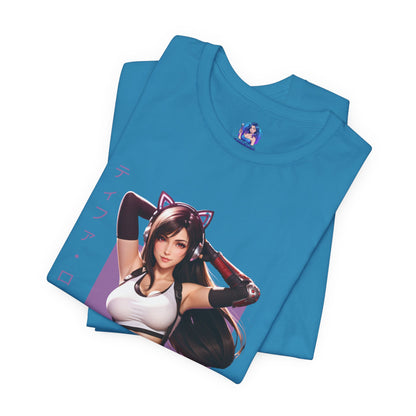 Tifa Lockhart Grafik-T-Shirt | Final Fantasy VII T-Shirt für Anime-Fans | Sexy Kämpferinnen-Shirt