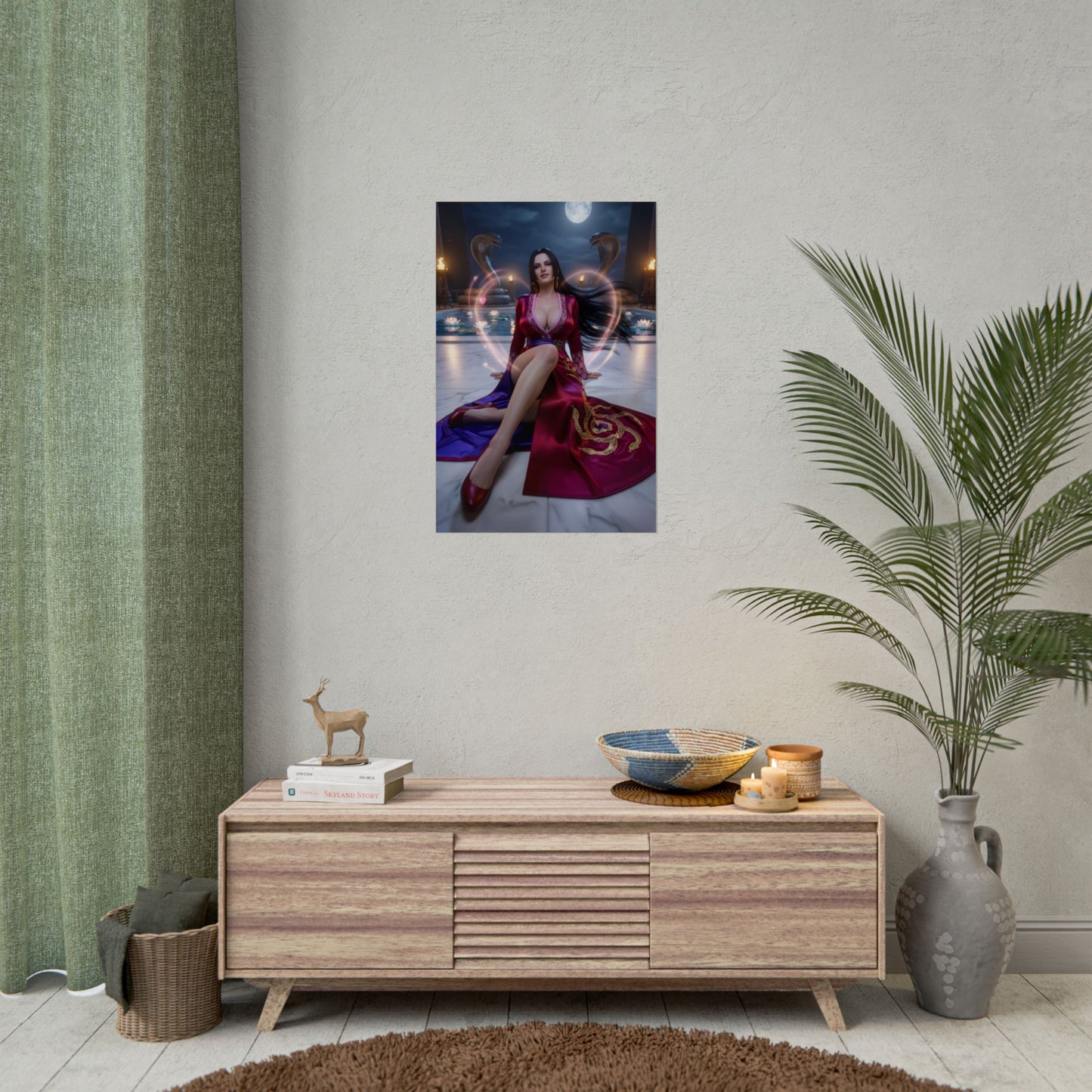 Boa Hancock Poster / Boa Hancock Wall Art / Boa Hancock Art Print / One Piece Poster - regal Pirate Empress in moonlit elegant pose with cinematic lighting