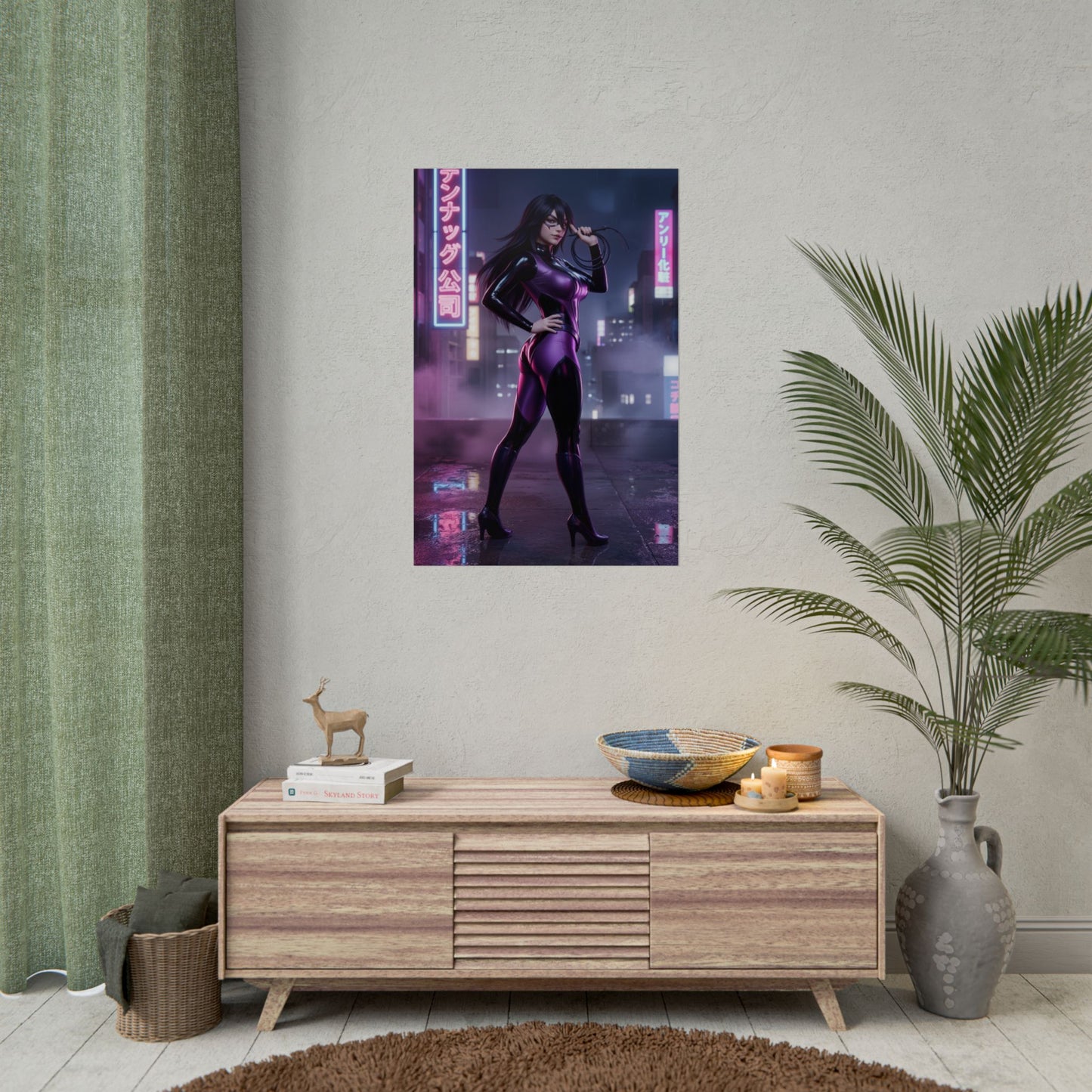 Midnight Poster, My Hero Academia Art Print – Anime Heroine Wall Art - neon city heroine poster in gamer room decor