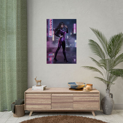 Midnight Poster, My Hero Academia Art Print – Anime Heroine Wall Art - neon city heroine poster in gamer room decor