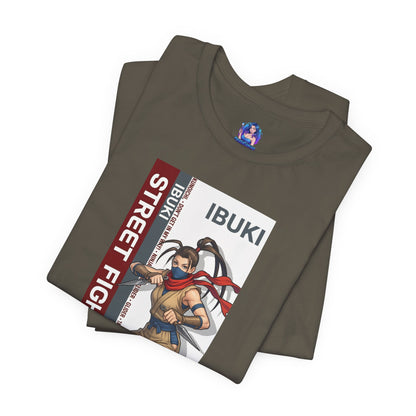 Ibuki T-Shirt | Street Fighter Anime Tee for Gamers & Fighting Game Fans - folded Bella Canvas tee with dynamic Ibuki ninja illustration