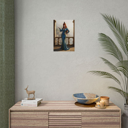 Mei Terumi Poster, Naruto Art Print – Anime Heroine Wall Art hung above a modern console in a gamer-inspired living space