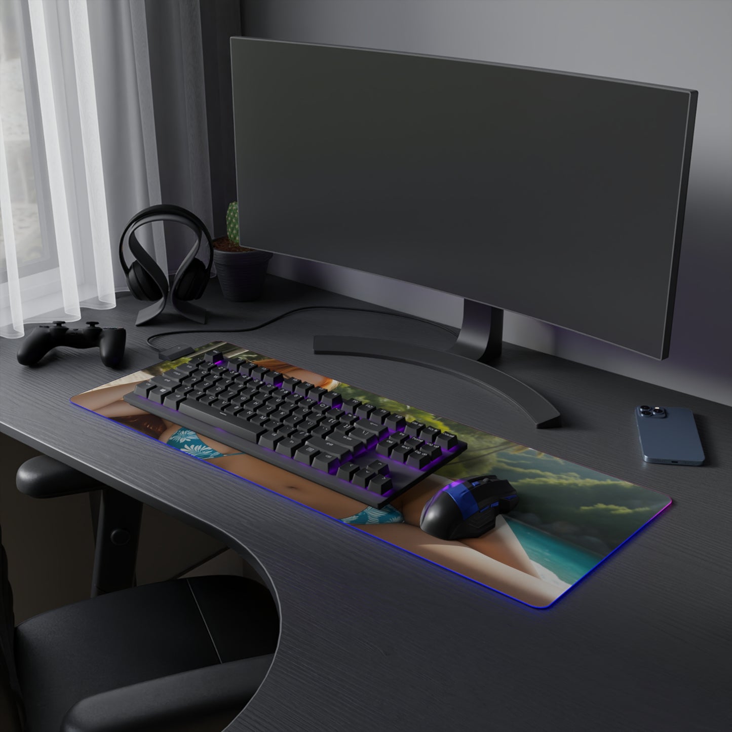 Килимок для столу Nami – світлодіодний RGB-підсвітлювальний килимок, ігровий комплект із зображенням дівчини з аніме Waifu