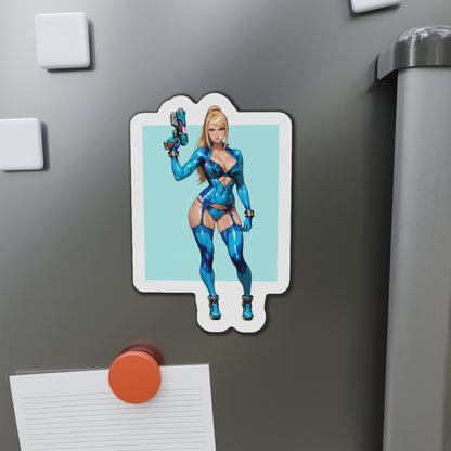 Samus Aran Weltraumjäger-Magnet – Anime-Sci-Fi-Mädchen-Kühlschrankmagnet, Gamer-Deko