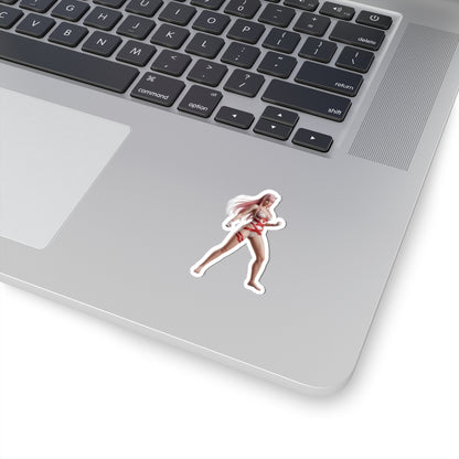 Zero Two Sticker – Anime Character Vinyl Sticker for Laptops & Indoor Decor on silver laptop corner, glossy durable vinyl, vibrant anime design