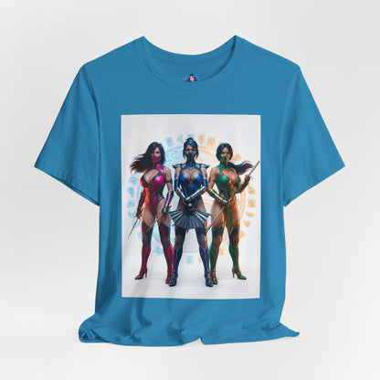 Kitana Jade and Mileena T-Shirt | Mortal Kombat Anime Tee for Gamers & Fans - anime-style trio print on premium Bella t-shirt