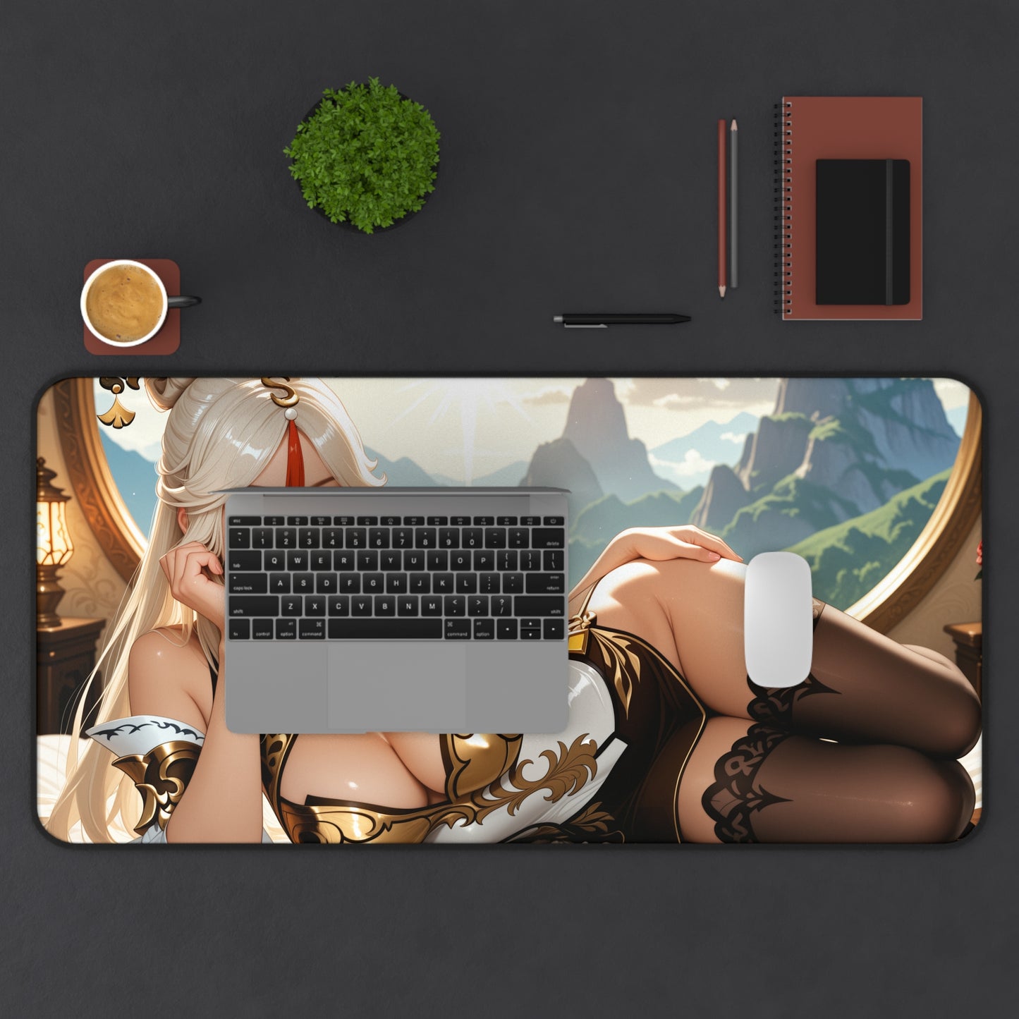 Ningguang Schreibtischunterlage, Genshin Impact Heldinnen-Mauspad, Elegantes Anime-Gaming-Schreibtisch-Setup