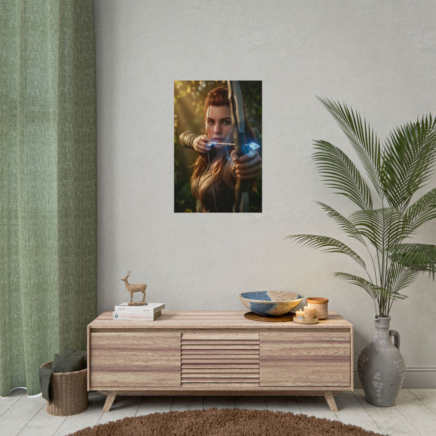Aloy Horizon Poster, Horizon Zero Dawn Wandkunst, Bogenschützin-Druck, Gaming-Zimmer-Deko, Gamer-Geschenkidee