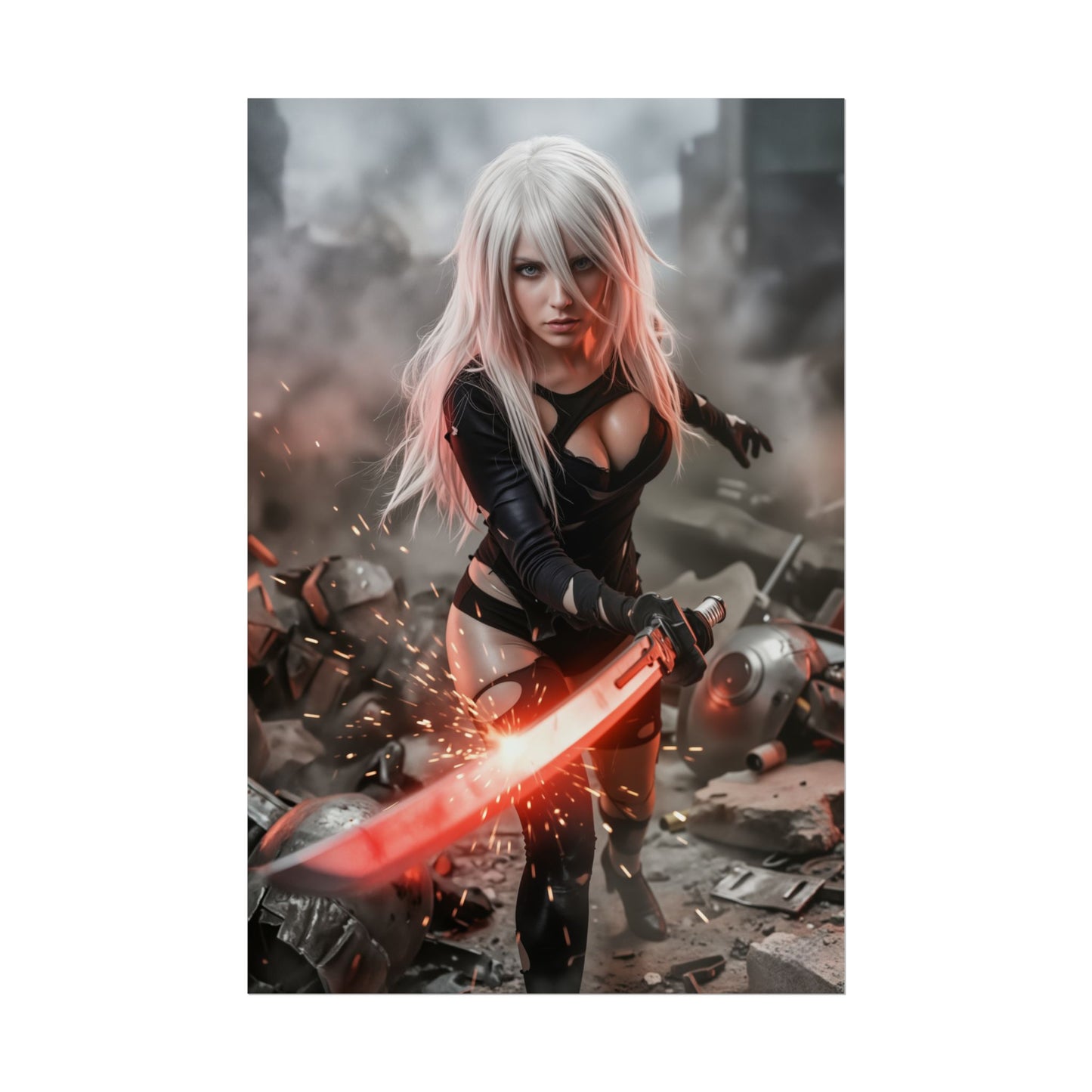 A2 Nier Automata Poster, Nier Automata Wall Art, Battle Android Print, Sci Fi Game Decor, Gamer Gift Idea