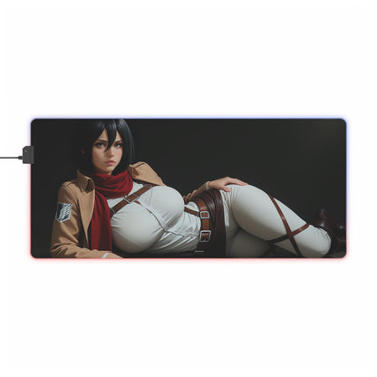 Килимок для столу Mikasa Ackerman – світлодіодний RGB-підсвітлювальний килимок, ігрова конфігурація для дівчат з аніме Waifu