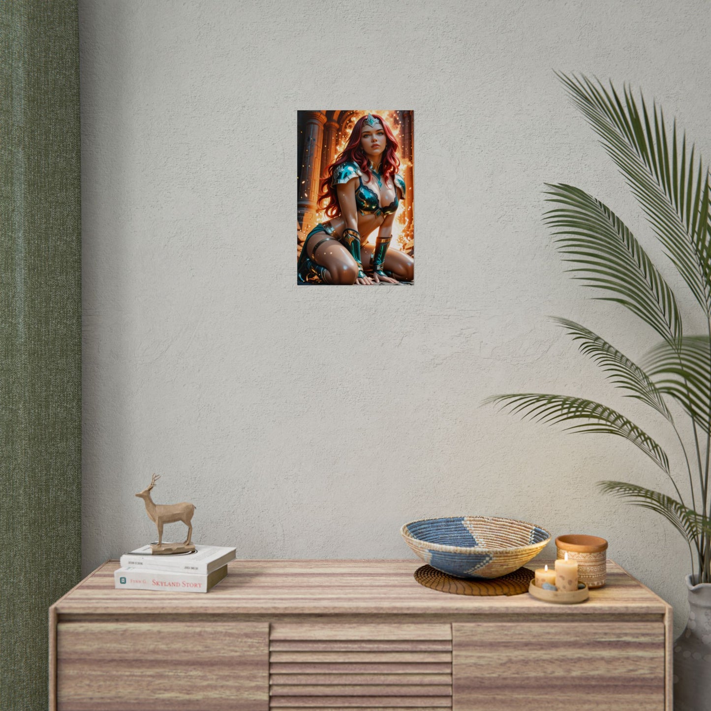 Постер Maxima | Настінне мистецтво з героїнею наукової фантастики для кімнати або інсталяції у фентезійному стилі