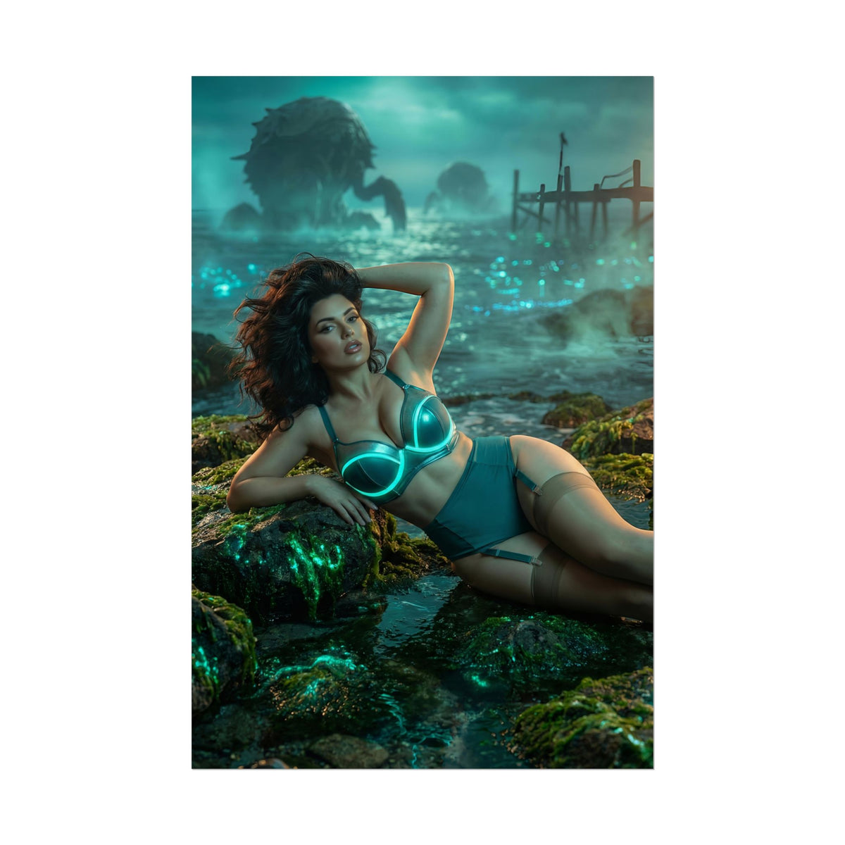 Fallout Seductive Woman Poster / Fallout Seductive Wall Art / Fallout Seductive Art Print / Fallout Poster  confident woman reclining by glowing shore