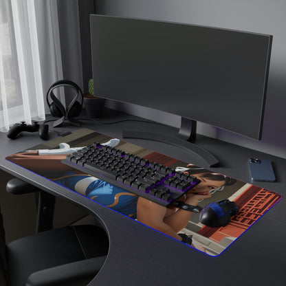 Chun-Li Schreibtischunterlage – LED RGB-Pad, Waifu Anime-Mädchen Gaming-Setup