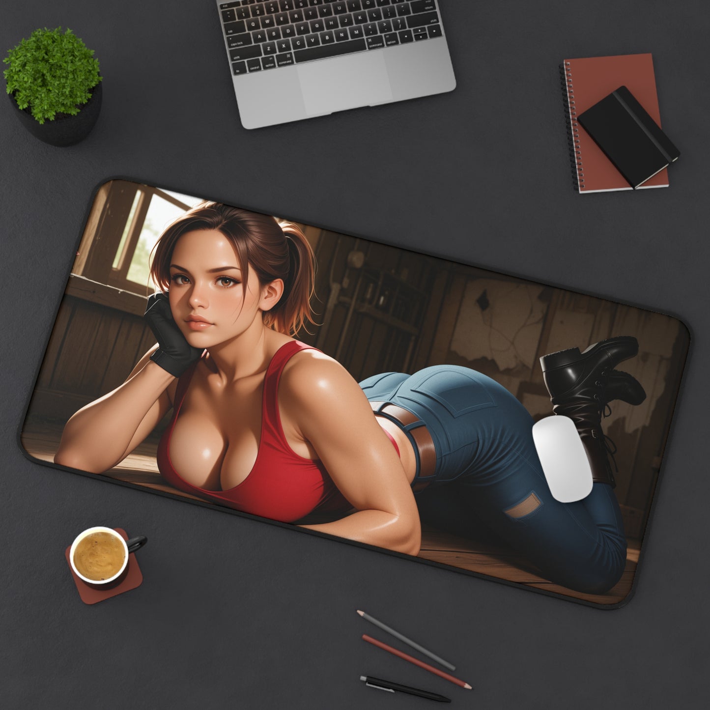 Claire Redfield Schreibtischunterlage, Mauspad für Survival-Game-Heldin, Gaming-Schreibtisch-Setup