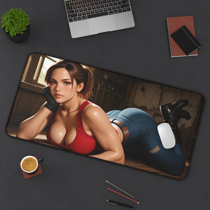Claire Redfield Schreibtischunterlage, Mauspad für Survival-Game-Heldin, Gaming-Schreibtisch-Setup