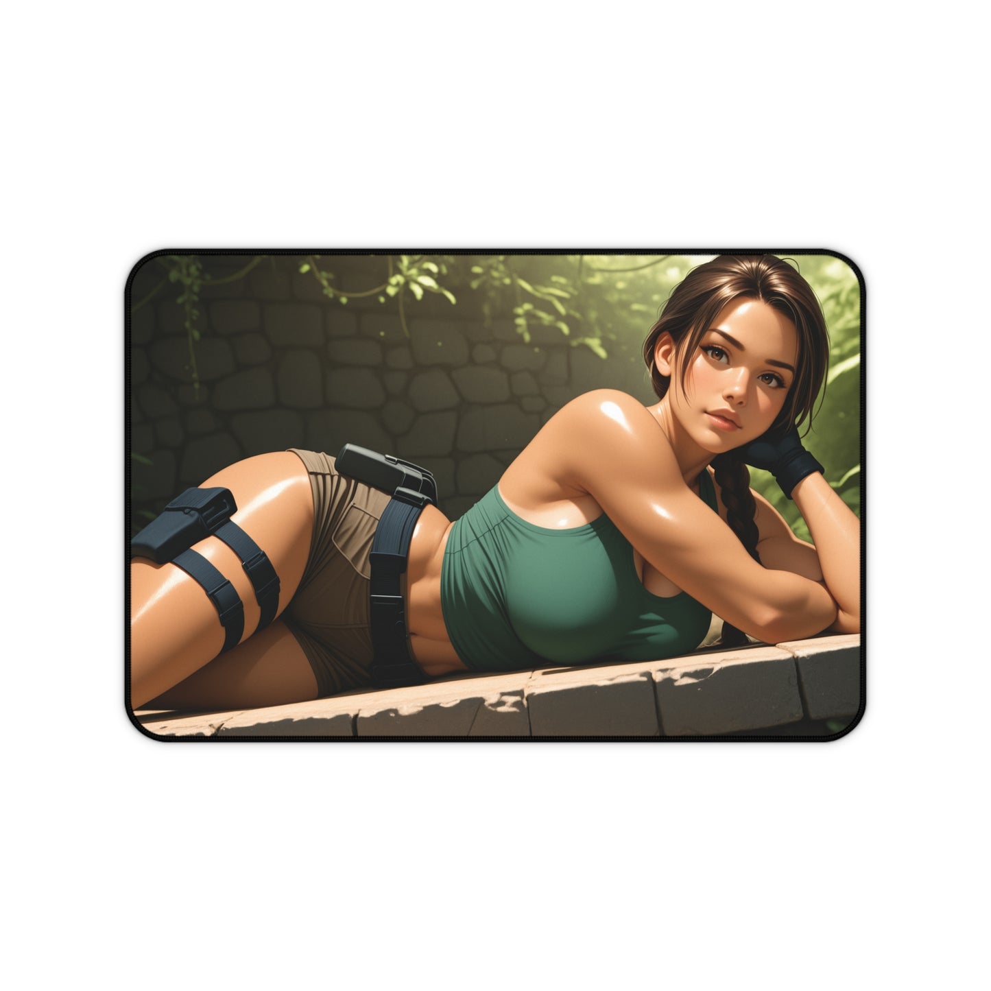 Lara Croft Schreibtischunterlage, Mauspad für Abenteuerspielheldin, Gaming-Schreibtischunterlage