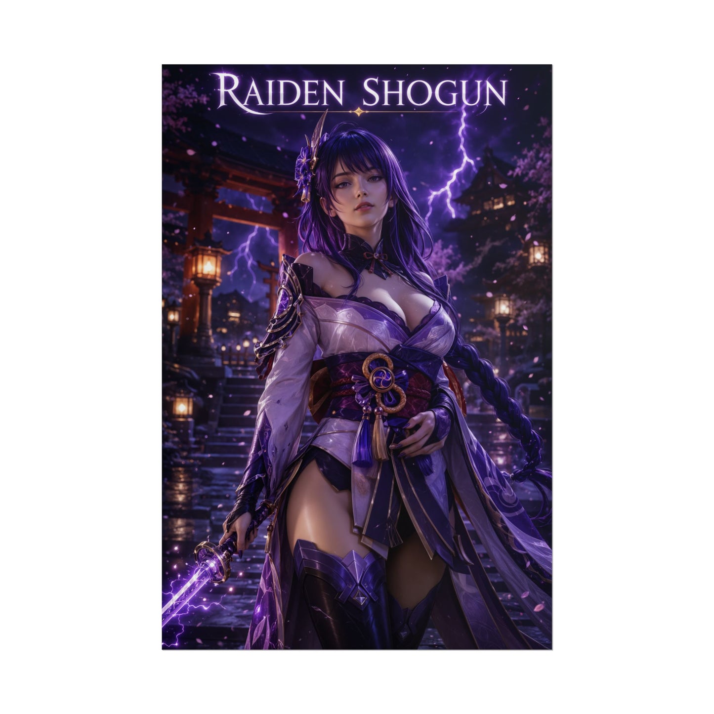 Raiden Shogun Poster, Genshin Impact Wall Art, Anime Print, Gamer Decor
