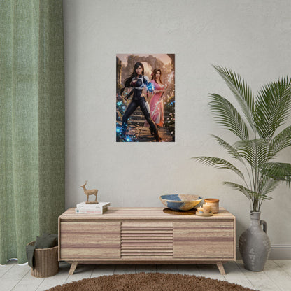 Tifa Lockhart and Aerith Poster, Final Fantasy Wall Art Print, RPG Girl Duo Decor, Gaming Room Wall Art, Gamer Gift