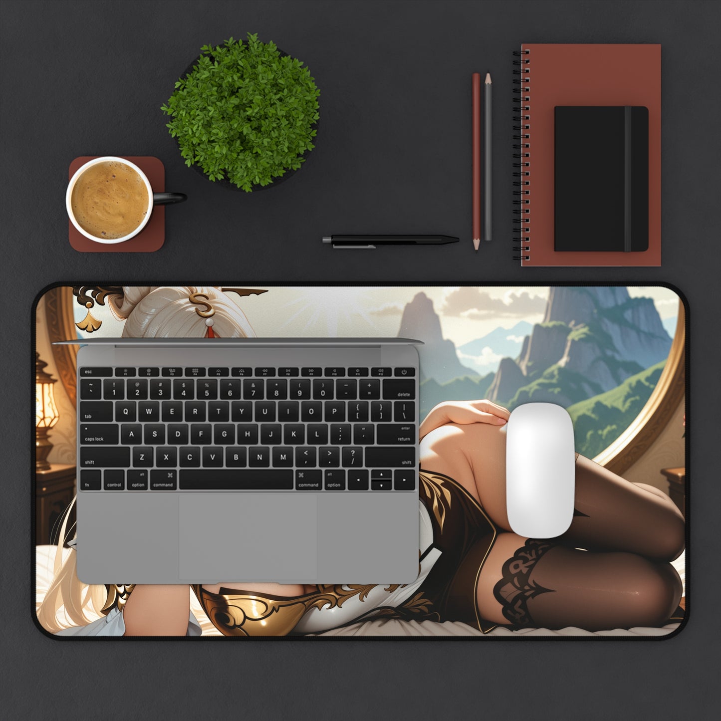 Ningguang Schreibtischunterlage, Genshin Impact Heldinnen-Mauspad, Elegantes Anime-Gaming-Schreibtisch-Setup