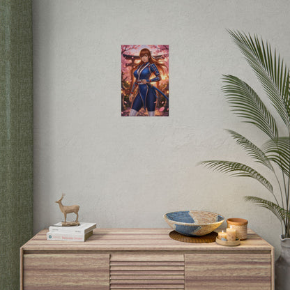 Kasumi Dead or Alive Poster Ninja Woman Wall Art Fighter Girl Print Red Outfit Character Gaming Room Decor Gift